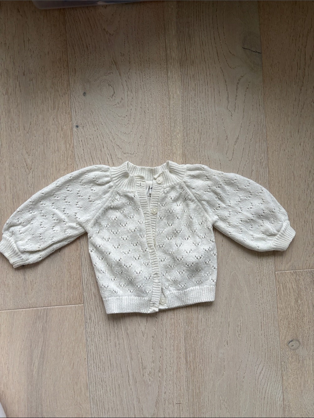 Janie and Jack Cream Eyelet Knit Cardigan